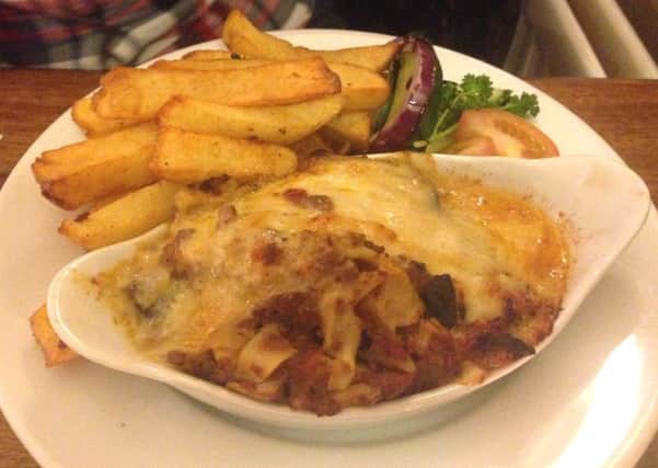 Lasagne at the Newcastle House Hotel, Rothbury.