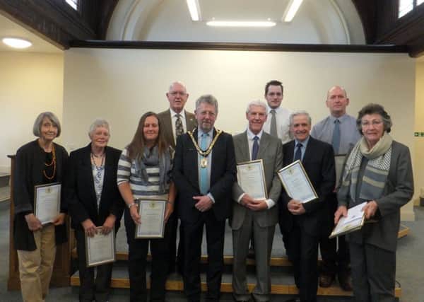 The adult award-winners at the Alnwick Mayor's Civic Awards 2015.