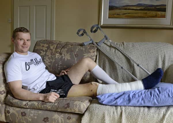 Rugby player Andrew Shell recovers from his leg injury. 
Picture by Jane Coltman