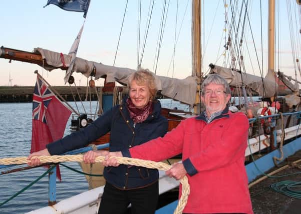 Des OMeara and his wife Anthea Connor, at the Tall Ship Maybe, Blyth Harbour.