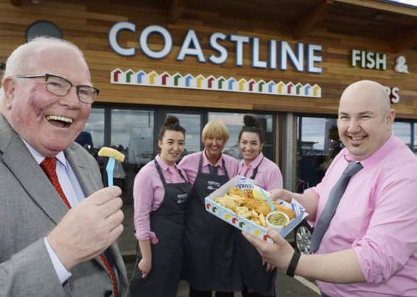 Ronnie Campbell MP with  Jessica Gregorio, Debbie Walker, Annabelle Gregorio and Domenico Gregorio  at the reopening of Coastline Fish and Chips in Blyth.
Picture by Jane Coltman
