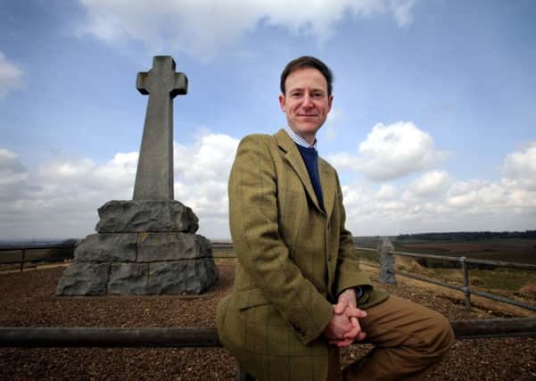 Alistair Bowden, project coordinator for Flodden 1513, at the Flodden Field memorial. Picture by Jane Barlow.