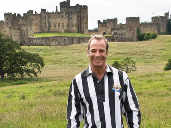 Robson Green was given a taste of Alnwick's Shrovetide football game. Picture courtesy of ITV