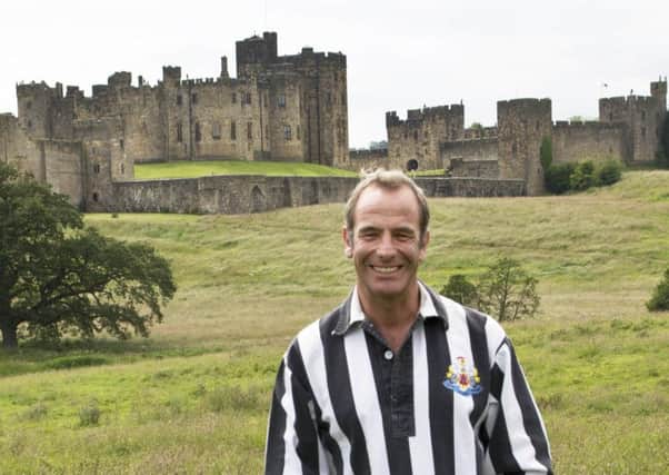 Robson Green dons his football kit for a game of Shrovetide football in the grounds of Alnwick Castle. Picture courtesy of ITV