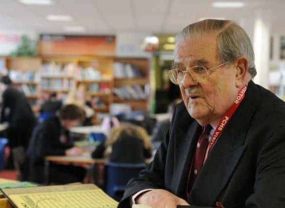 Lord Walton of Detchant pictured during a visit to Ponteland High School.
