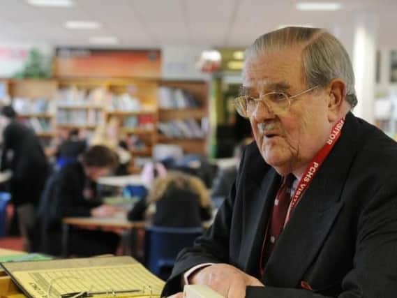 Lord Walton of Detchant pictured during a visit to Ponteland High School.