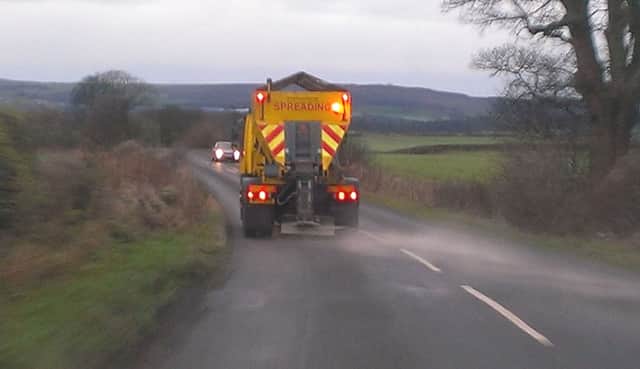 A Northumberland County Council gritter on the Longhoughton to Alnwick road.