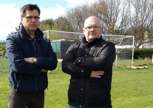 Alnmouth United manager Neil Robson and manager Sean Henderson at Hotspur Park.