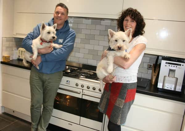 David Smailes and Marley and wife Alison with Huxley.