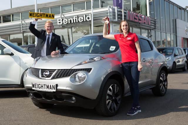 Martin Watson, general manager at Benfield Nissan, and Laura Weightman.