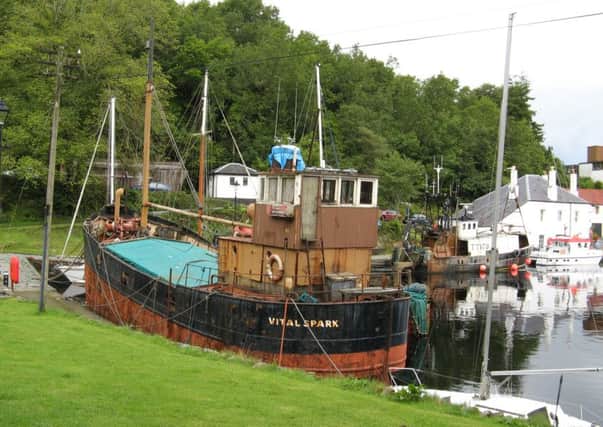 Clyde Puffer VIC 27 is the oldest surviving sea-going puffer, launched in 1943.  It was named The Vital Spark for its role in the 1994 BBC television series Para Handy. It was later restored and re-named Auld Reekie.