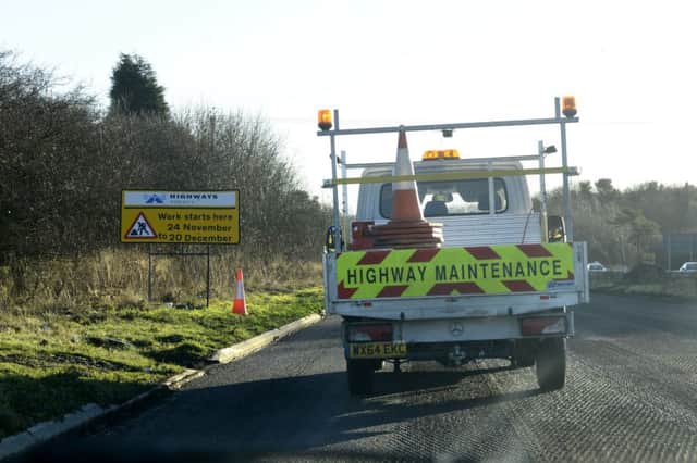 Roadworks on the A1 in Northumberland.