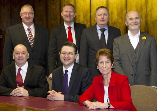 The seven leaders of the local authorities which make up the North East Combined Authority.