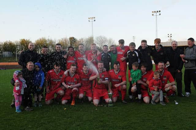 Tweedmouth Rangers celebrate winning the Anderson Cup