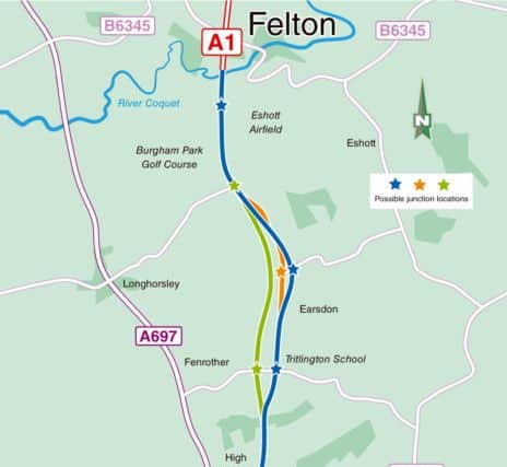 Options for the Morpeth to Felton section.
