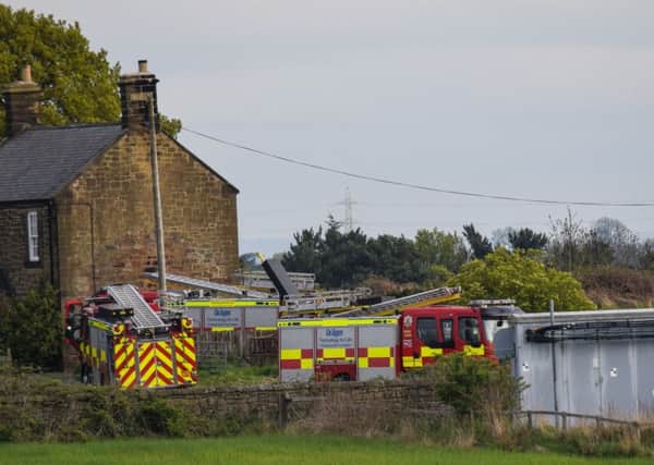 Three fire engines went out to tackle the fire in the Whorral Bank area yesterday. Picture by Adam Sparrow.