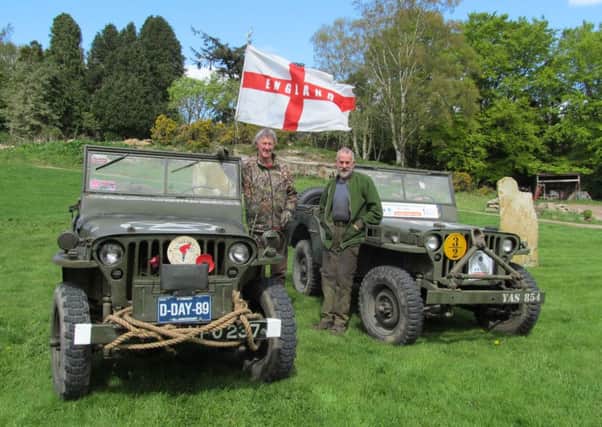 Ken Davidson and Clyde Thompson with their Second World War jeeps. Picture by Mary Scott