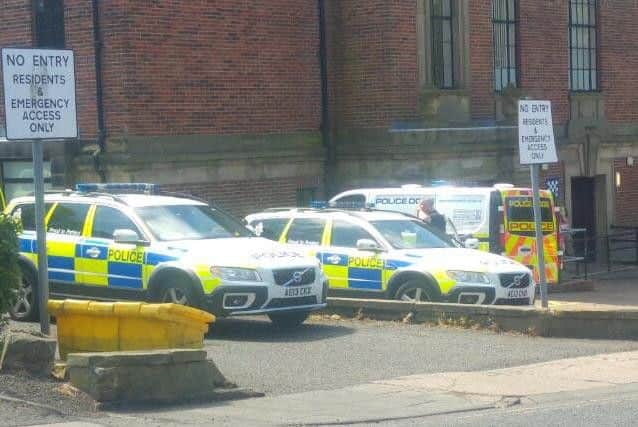 Police cars at Alnwick Police Station. Picture by Jane Coltman