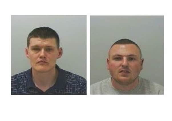Paul Miller (left) and Sean Cairns who have been jailed for dealing Class A drugs in a North Tyneside park.
