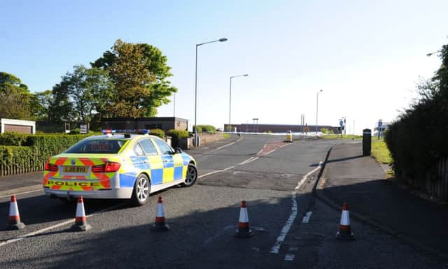 Police redirecting traffic from Northumberland Road (A1167) around the Swan Centre in Tweedmouth.
