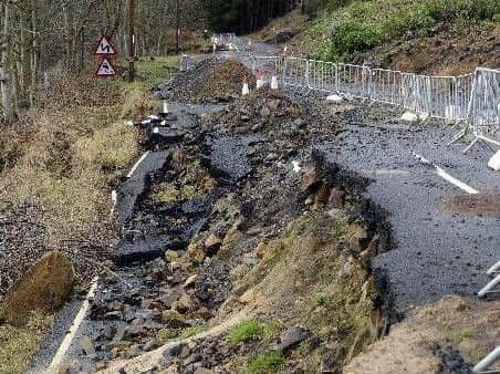 The landslip took out a stretch of road.