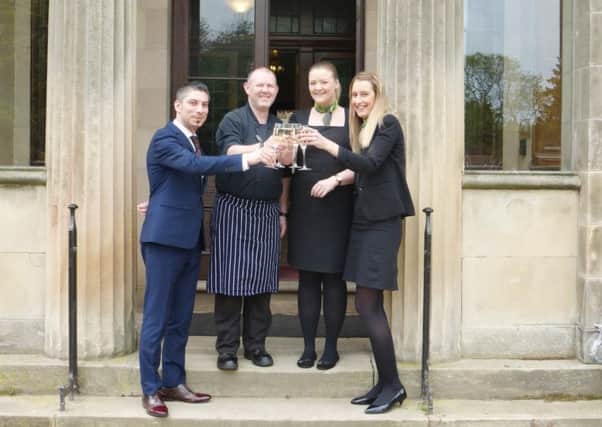 Florin Stan, Michael Thorpe, Kelly Miller and Sophie Coulthard toast the success of Doxford Hall Hotel.