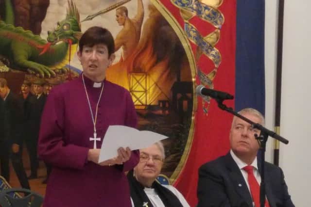 Right Reverend Christine Hardman, Bishop of Newcastle, at the memorial service at the Northumberland Miners' Picnic.