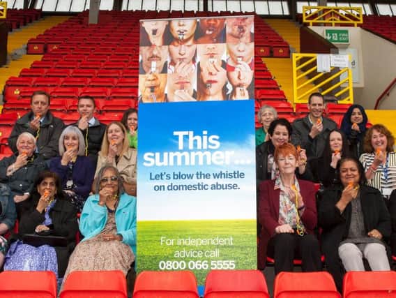 The launch of the 'Let's blow the whistle on domestic abuse' campaign.