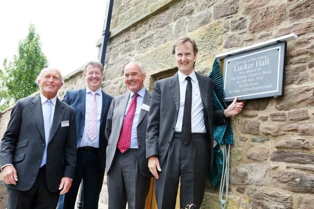 The Duke of Northumberland with Geoffrey Baber, chairman of the Holiday Property Bond (HPB), Robert Boyce, of HPB, and Ian Nicholson, of architects JMP.
