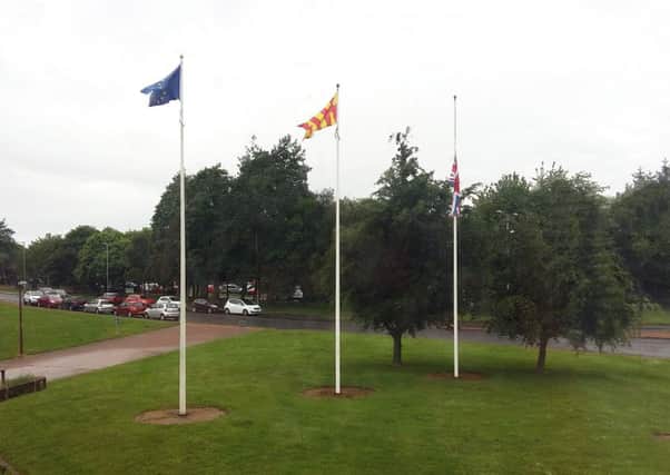 The Union Flag at County Hall, in Morpeth, is flying at half mast.