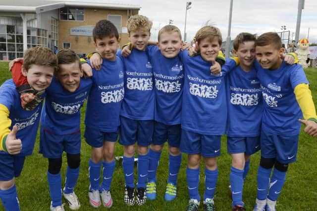 Year 4 footballers from Morpeth and Ponteland.
Picture by Jane Coltman