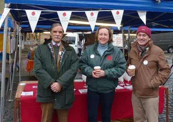 Berwick MP Anne-Marie Trevelyan with fellow Brexit campaigners at a Vote Leave stall in Alnwick.
