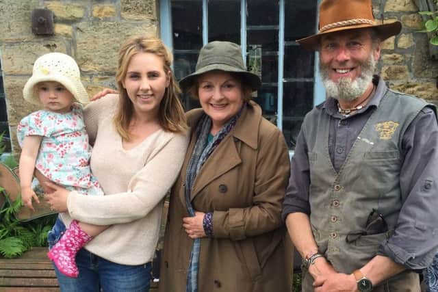 Father and daughter Stephen Lunn and Ashlee Donaldson with Brenda Blethyn and Ashlees daughter Millie.