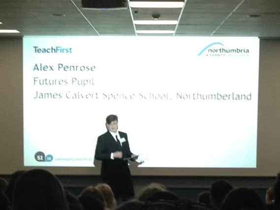 Alex Penrose delivering the speech.