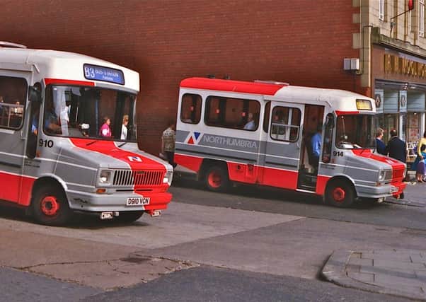Minibuses in Berwick in the late 1980s.