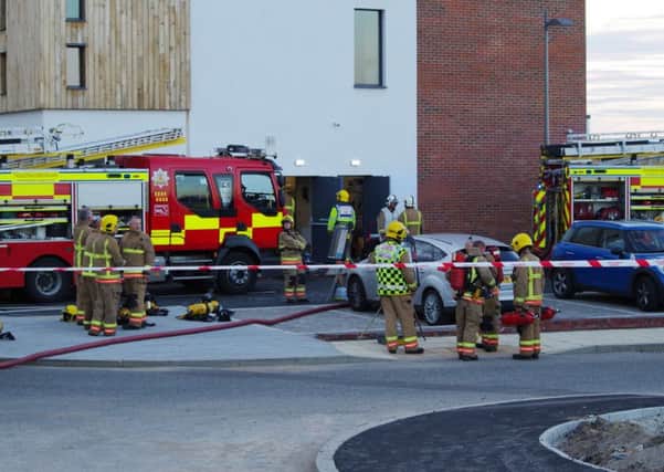 Fire crews outside the Commissioners Quay Inn at Blyth. Picture by John Tuttiett