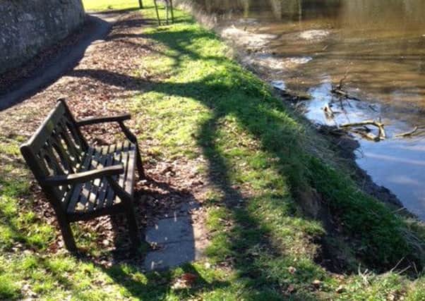 The seat and the bankside erosion in Warkworth.