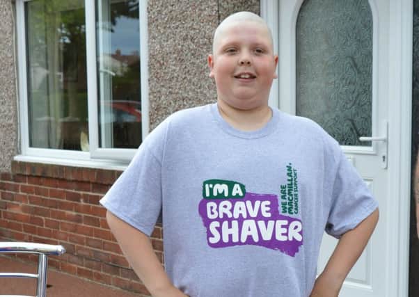 Liam Hall after his head shave for Macmillan Cancer Support.