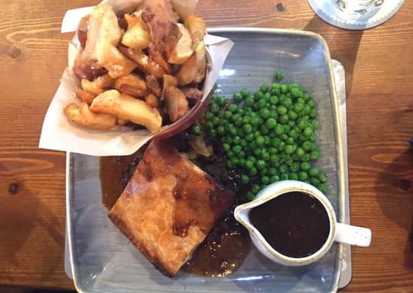 Steak and ale pie at The Commissioners Quay Inn, Blyth.