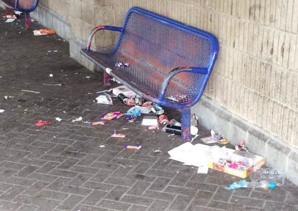 The shocking scene at Alnwick Bus Station on Saturday evening.