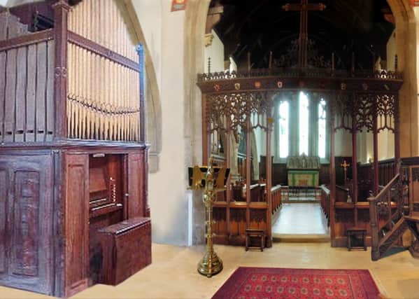 A mock-up photo of the new position of the organ in All Saints Church, Rothbury.