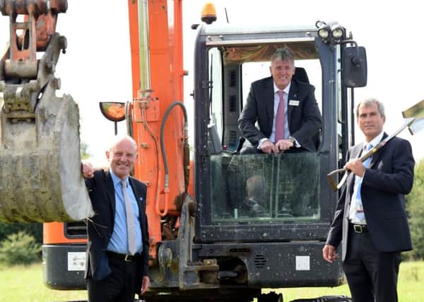Left to right, Karol Sikora, medical director, Proton Partners International, CEO Mike Moran and Northumberland County Council chief executive Steve Mason at the ground-breaking ceremony. Picture by North News & Pictures