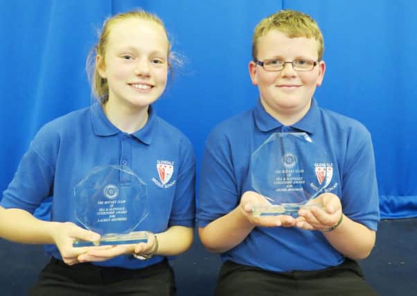 Lauren Shepherd and Archie Herdman from Glendale Middle School were presented with Citizenship Awards from The Rotary Club of Till & Glendale at their recent annual  prize giving.
