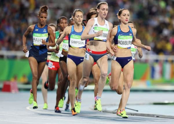Laura Weightman at the front of the pack in the early exchanges of the womens 1500m Olympic final.