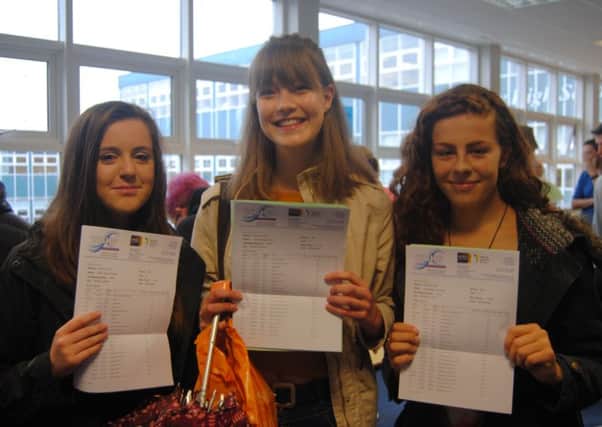 Whitley Bay High School student Ellie Coleman, Amelia Parker and Bronagh Heaney.