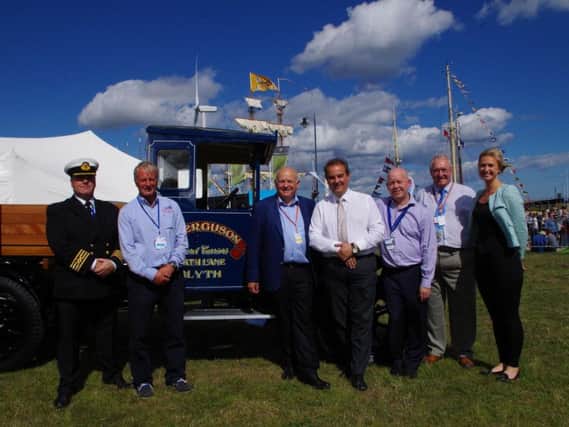 Blyth Harbour Master Martin Willis; Tall Ships race director James Stevens; Alan Ferguson, from principal sponsor Fergusons of Blyth;David Hull, Northumbrian Water; Martin Lawler, Port of Blyth; Coun Grant Dave, Northumberland County Council Leader;and Sara Olsson, representing Gothenburg. Picture by John Tuttiett Photography