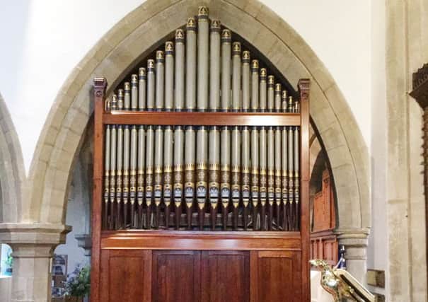 The restored and re-assembled organ in All Saints Church, Rothbury