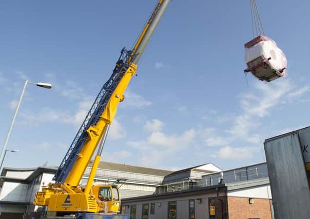 The new Â£1million scanner being delivered to Wansbeck General Hospital.