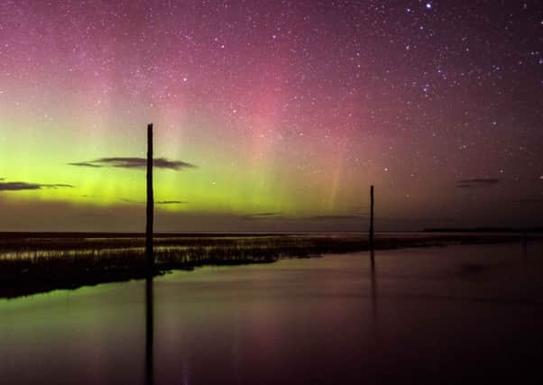 The Northern Lights at Holy Island by Jane Coltman