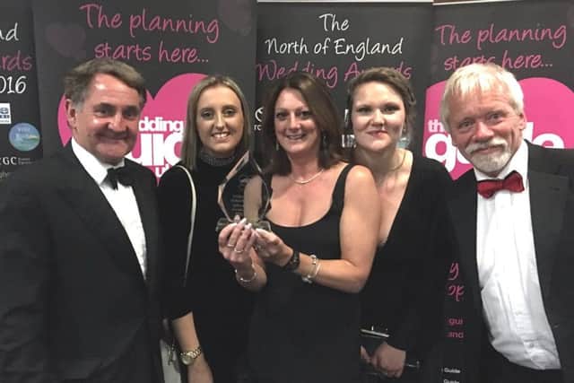 Doxford Barns wins the New Wedding Business category at North of England Wedding Awards for Outstanding Customer Service. From left, Tom Shell, Megan Bloom, Karen Larkin, Jess Straker and John Blackmore.